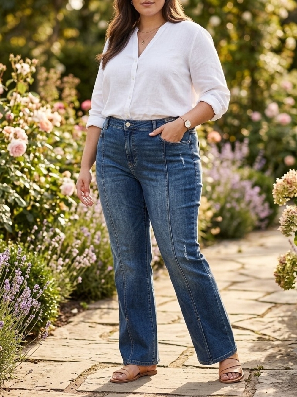 Jessica Simpson Women's and Women's Plus Daisy Fitted Flare Jeans - Picture 6 of 16